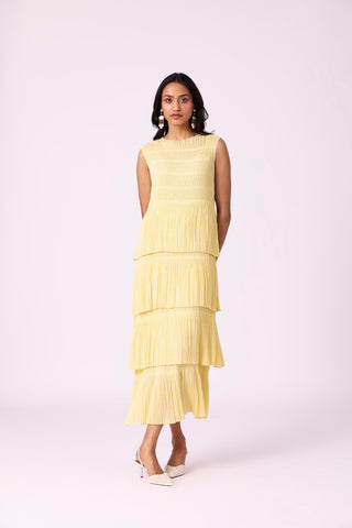 Nadia Tier Dress - Light Yellow