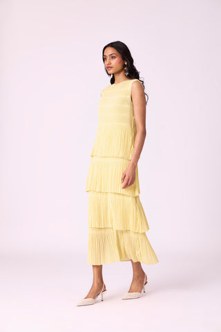 Nadia Tier Dress - Light Yellow