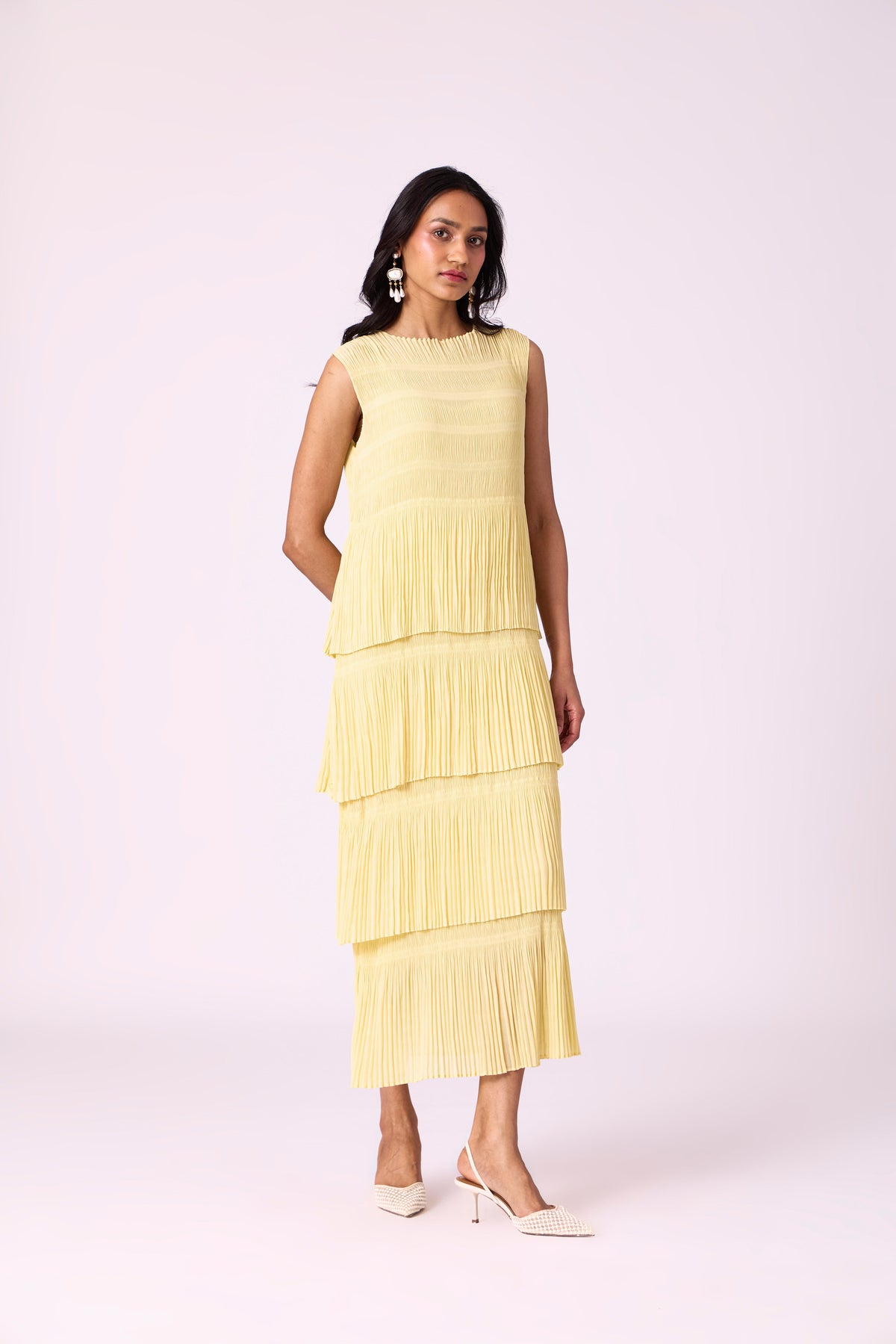 Nadia Tier Dress - Light Yellow