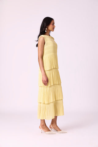 Nadia Tier Dress - Light Yellow