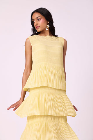 Nadia Tier Dress - Light Yellow