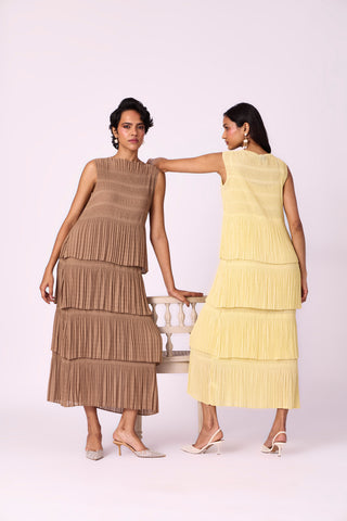 Nadia Tier Dress - Light Yellow