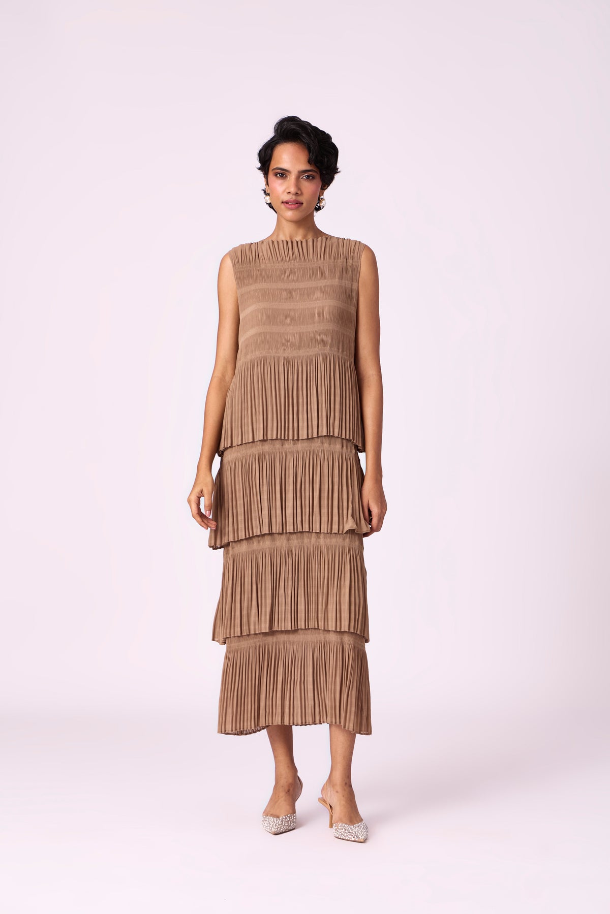 Nadia Tier Dress - Taupe