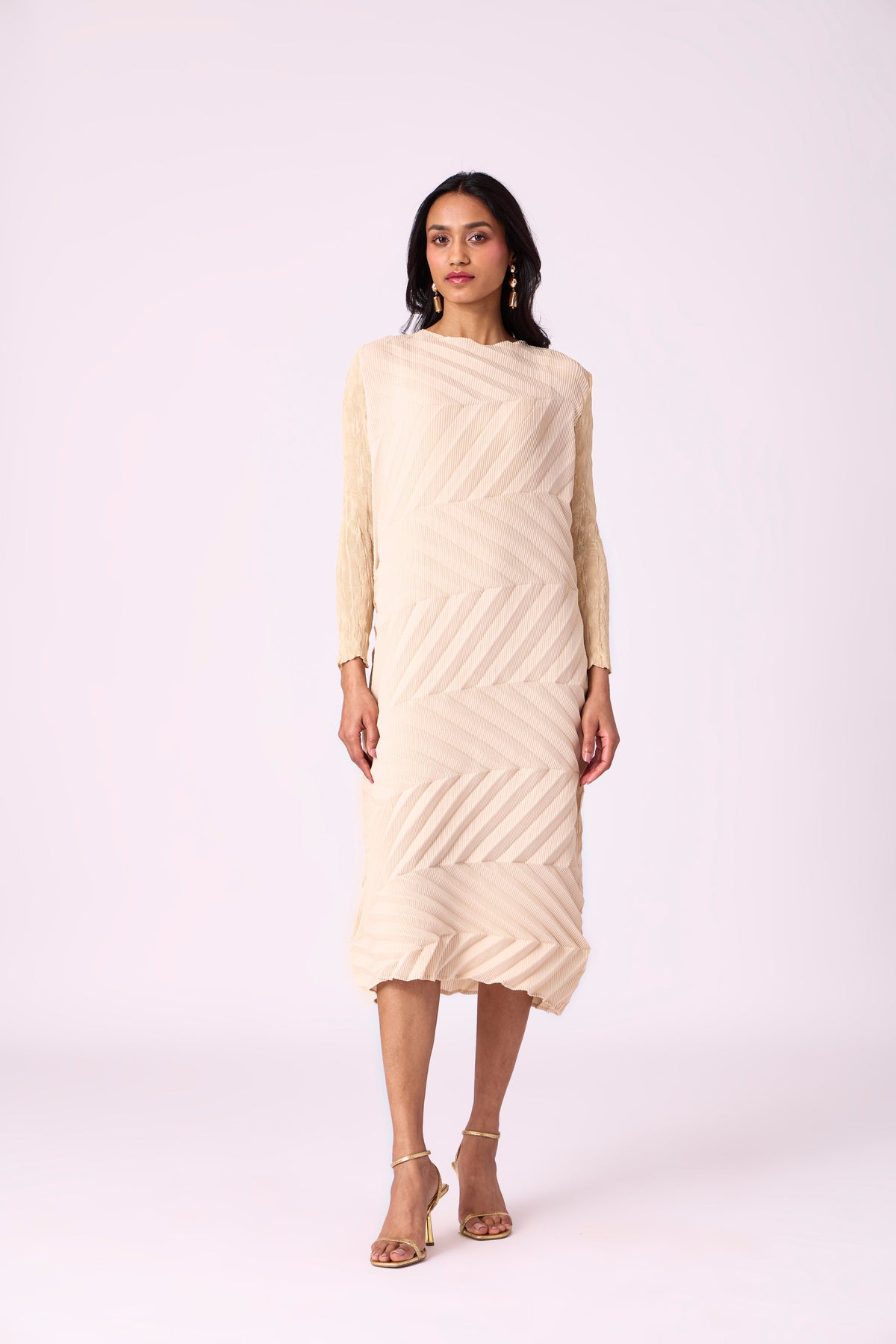 Vera Chevron Dress - Cream
