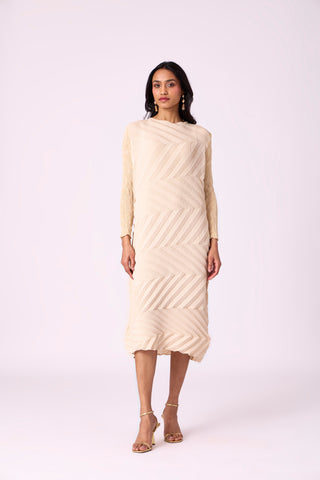 Vera Chevron Dress - Cream