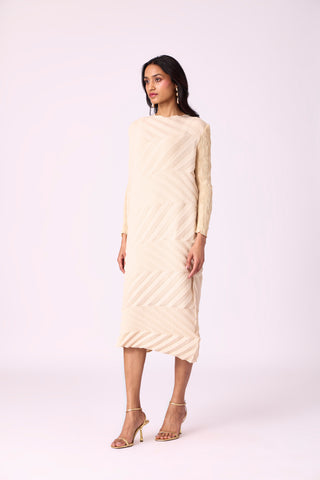 Vera Chevron Dress - Cream