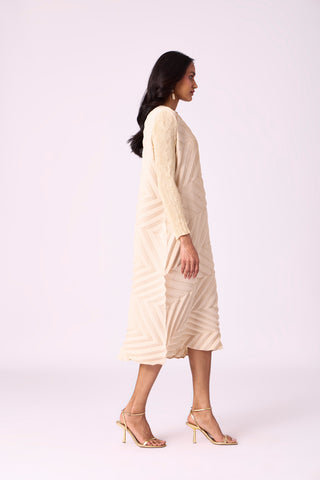 Vera Chevron Dress - Cream