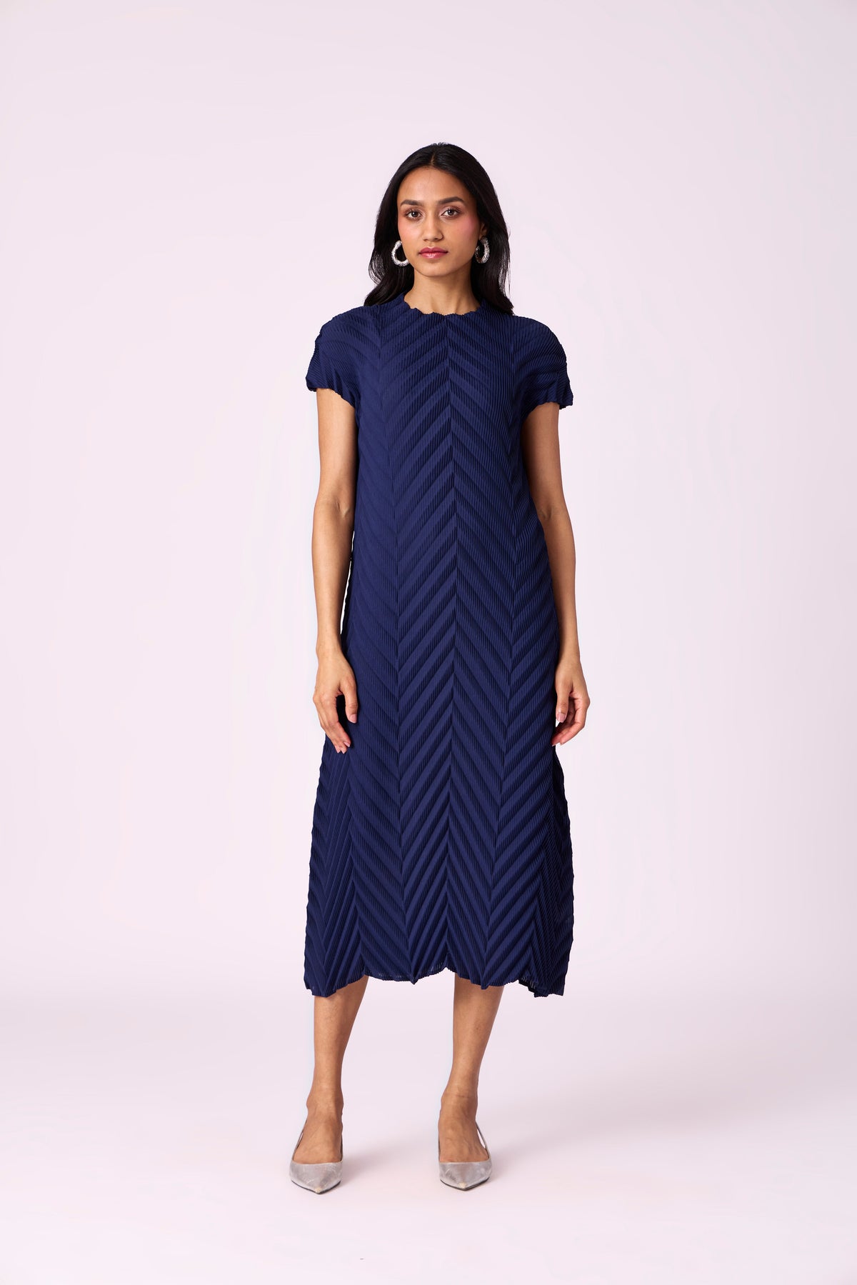 Vera Chevron Dress - Navy