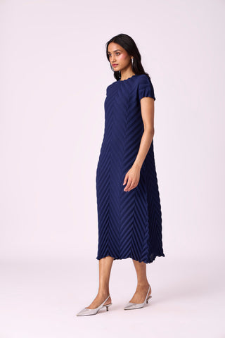 Vera Chevron Dress - Navy