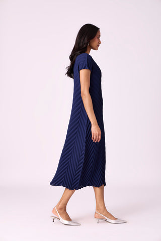 Vera Chevron Dress - Navy
