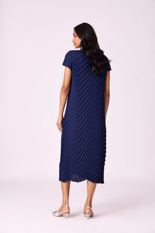 Vera Chevron Dress - Navy