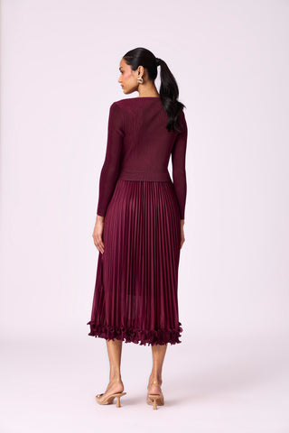 Elanor Ruffle Dress - Burgundy