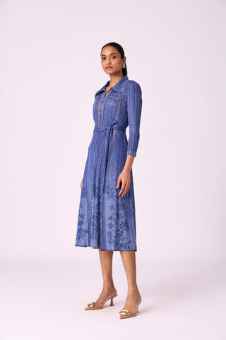 Levy Floral Dress - Denim Blue