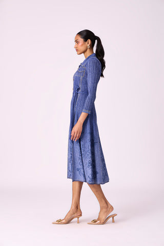 Levy Floral Dress - Denim Blue
