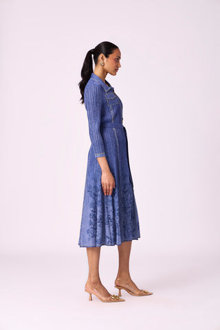 Levy Floral Dress - Denim Blue