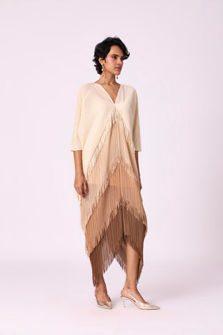 Kimono Fringe Dress - Brown