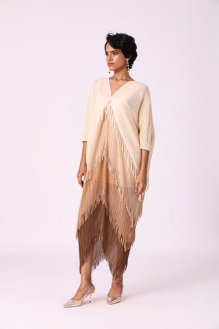 Kimono Fringe Dress - Brown