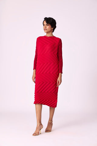 Vera Chevron Dress - Red