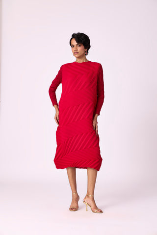 Vera Chevron Dress - Red