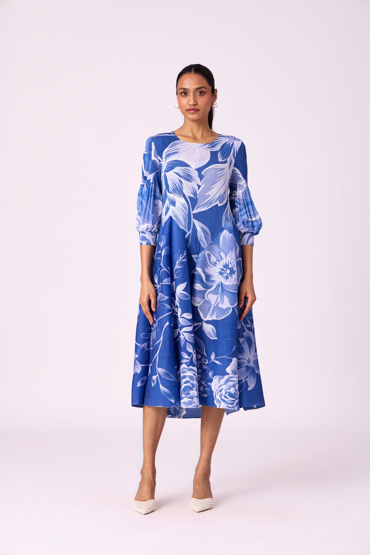 Meadow Peplum Dress - Blue