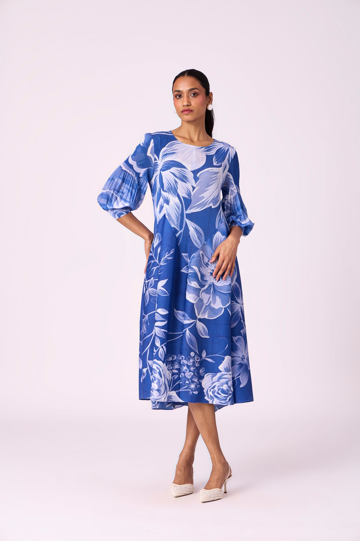 Meadow Peplum Dress - Blue