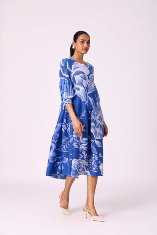 Meadow Peplum Dress - Blue