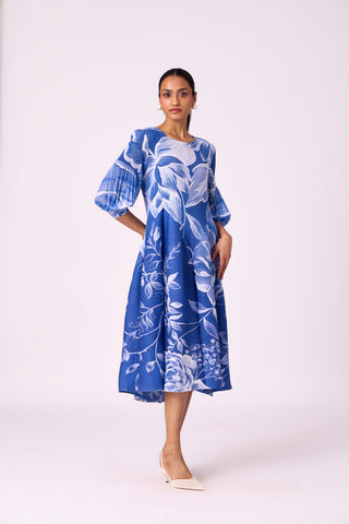 Meadow Peplum Dress - Blue