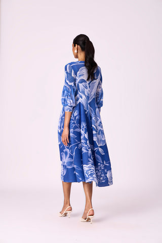 Meadow Peplum Dress - Blue