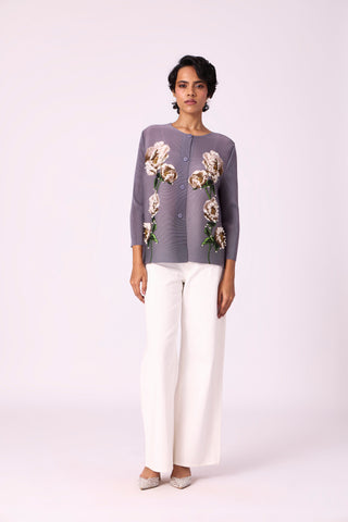 Aliz Floral Shirt - Grey