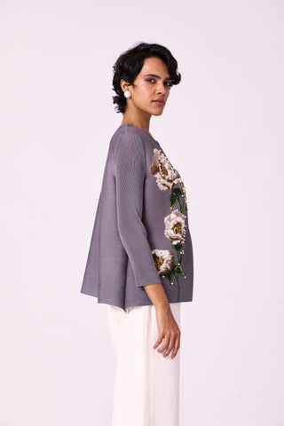Aliz Floral Shirt - Grey
