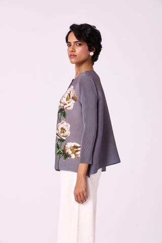 Aliz Floral Shirt - Grey
