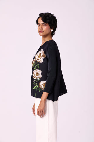 Aliz Floral Shirt - Black
