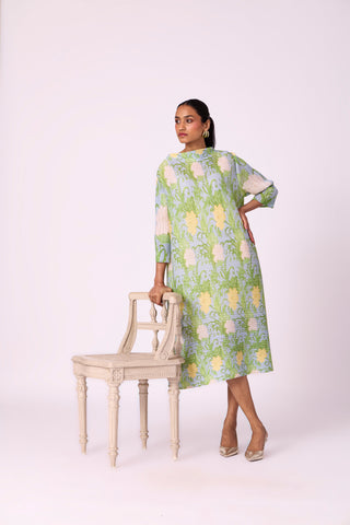 Hester Floral Dress - Light Blue