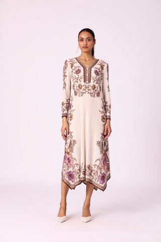 Anaya Print Dress - Pale Beige