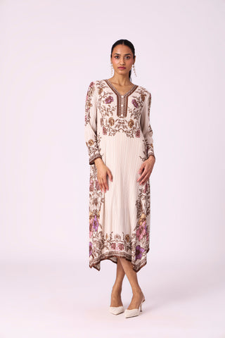 Anaya Print Dress - Pale Beige