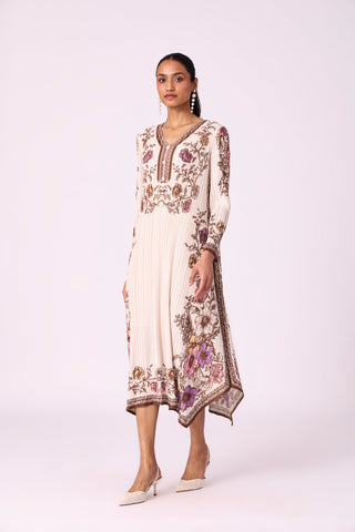 Anaya Print Dress - Pale Beige