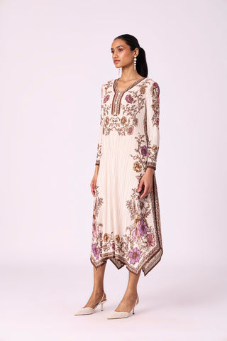 Anaya Print Dress - Pale Beige