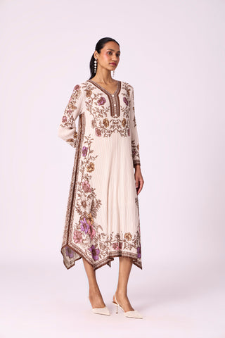 Anaya Print Dress - Pale Beige