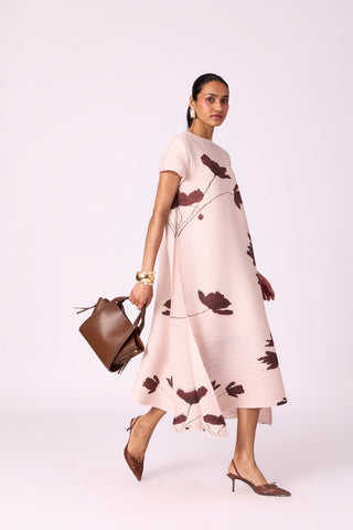 Jenna Floral Dress - Nude Beige