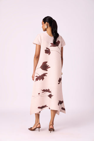 Jenna Floral Dress - Nude Beige