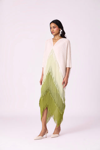 Kimono Fringe Dress - Pear Green