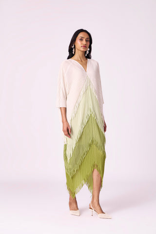 Kimono Fringe Dress - Pear Green