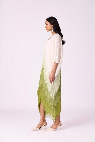 Kimono Fringe Dress - Pear Green