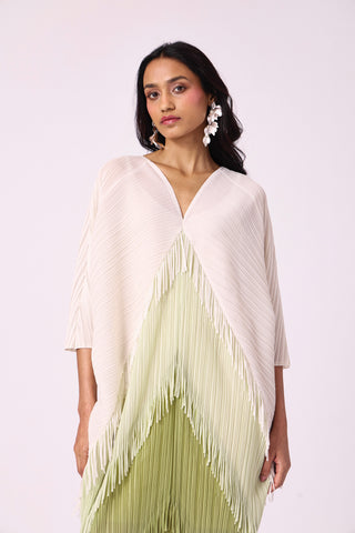 Kimono Fringe Dress - Pear Green