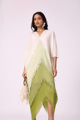 Kimono Fringe Dress - Pear Green