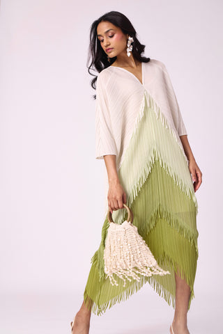 Kimono Fringe Dress - Pear Green