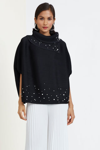 Sloane Pearled Batwing Top - Black