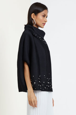 Sloane Pearled Batwing Top - Black