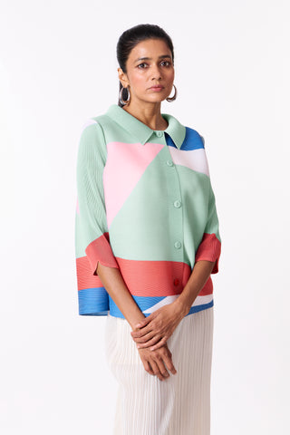 Edith Colourblock Top - Sage