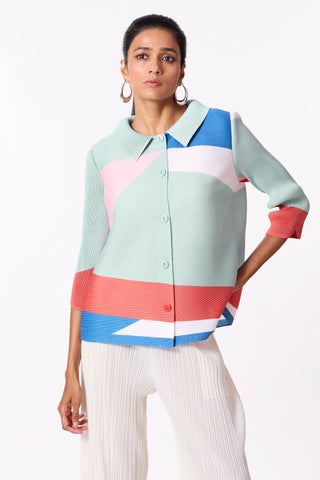 Edith Colourblock Top - Sage